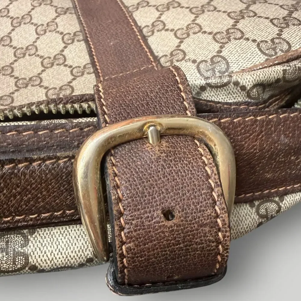 Vintage Gucci GG Monogram Vinyl Coated Canvas Travel Suitcase 70's AS IS